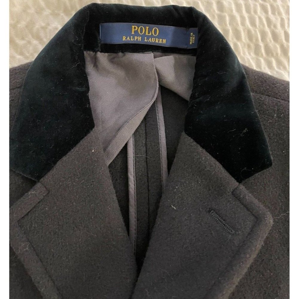 POLO RALPH LAUREN made in italy Velvet Collar Paddock City Coat Size L $969 - Picture 6 of 7